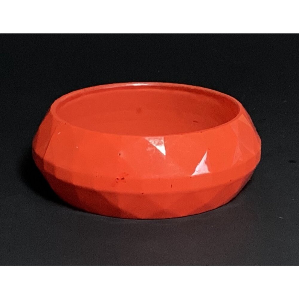 Vintage 1980s Chunky Faceted Orange Lucite Bangle Bracelet Opaque - Picture 6 of 7